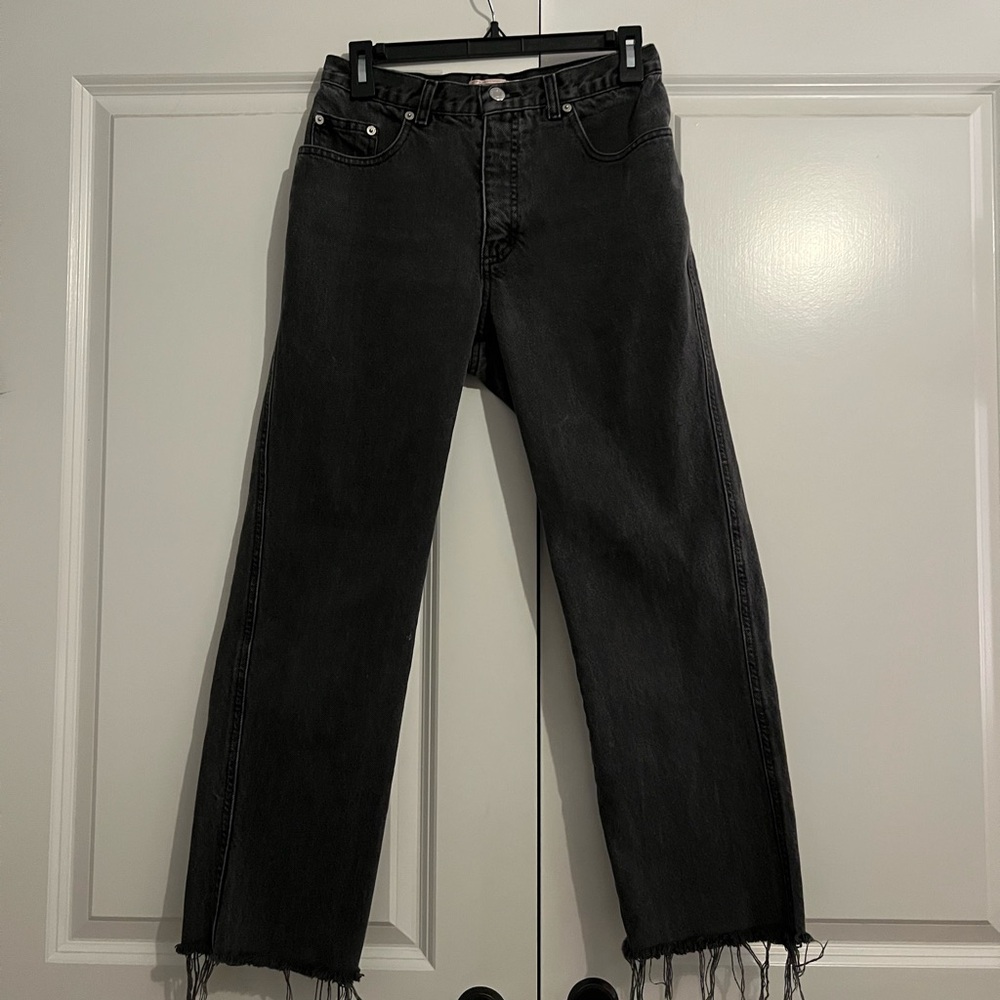 Vintage Guess Raw Hem Faded Black Jeans
